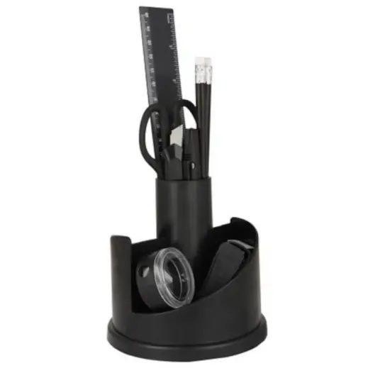 Rotating Desk Organiser With Stationery Stand Black
